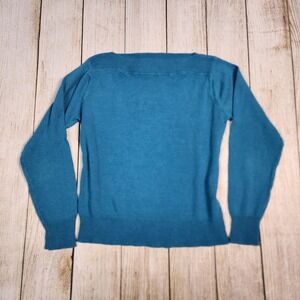 Vintage Charisma Knit Sweater Boat Neck Long Sleeve Pullover Acrylic Blue‎ Large